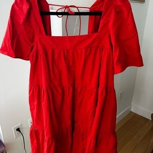 Abercrombie red angel sleeve trapeze mini dress